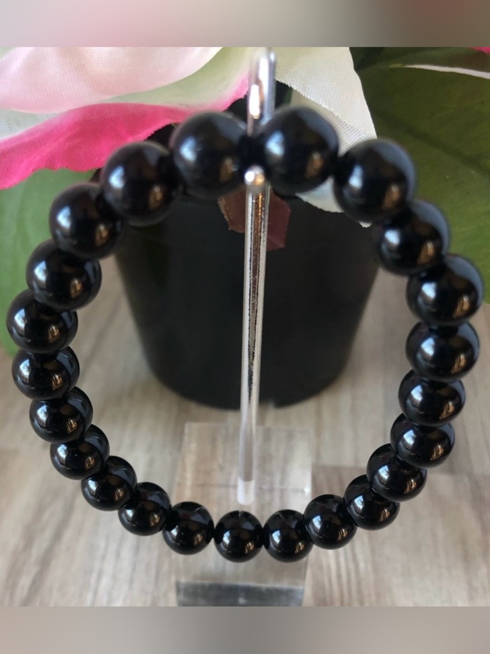 Black Obsidian Stretch Bracelet - Women Jewelry